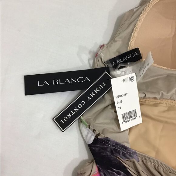 La Blanca Flora Beyond The Jungle Wrap Front Plunge Swimsuit NWT Size 12 - Picture 9 of 12